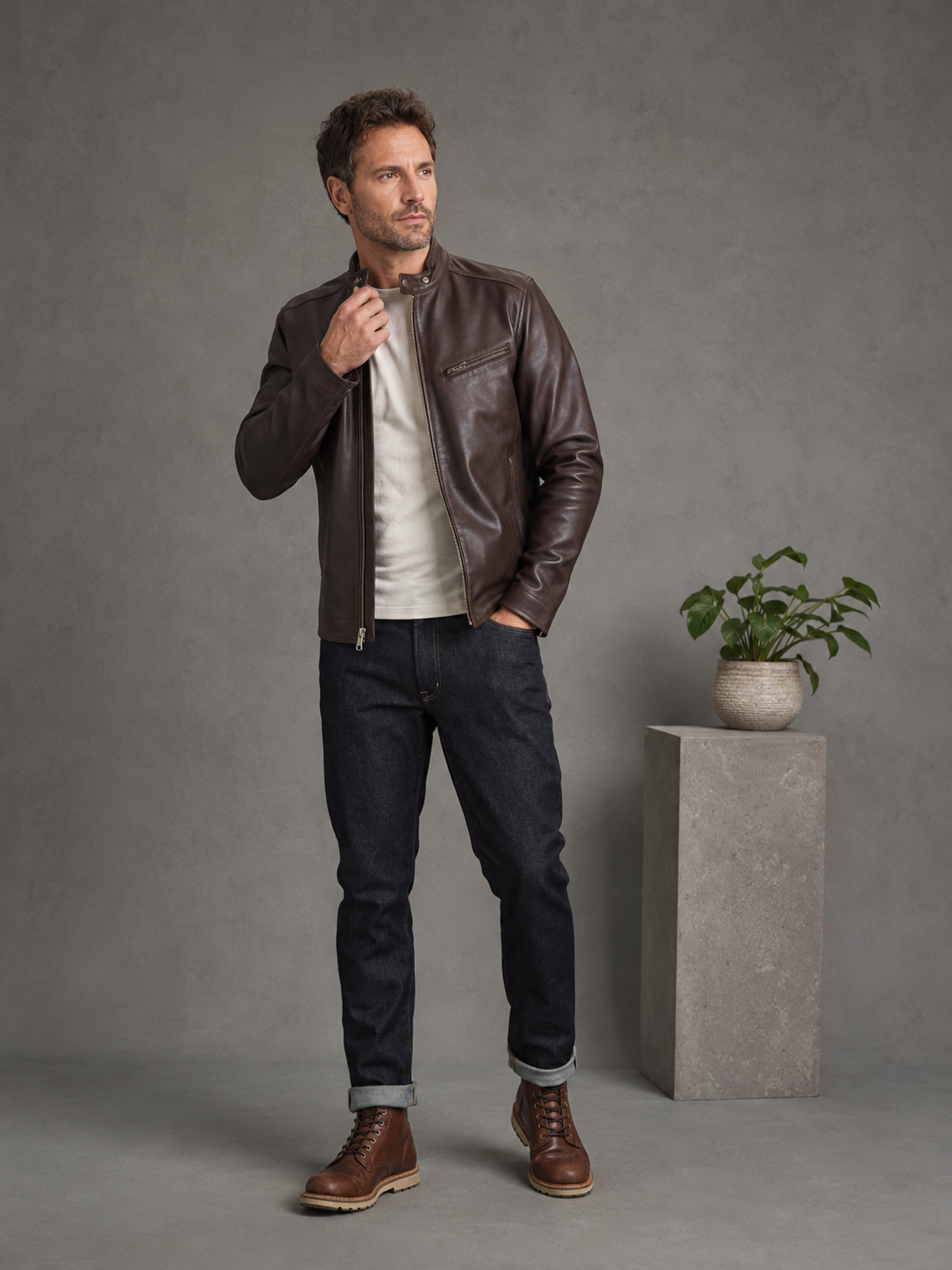 Vanguard Distressed Biker Jacket